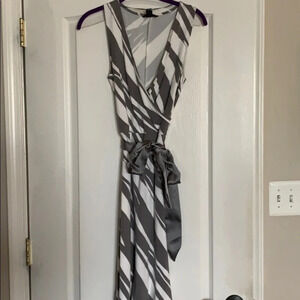 Gray and White Striped Dress